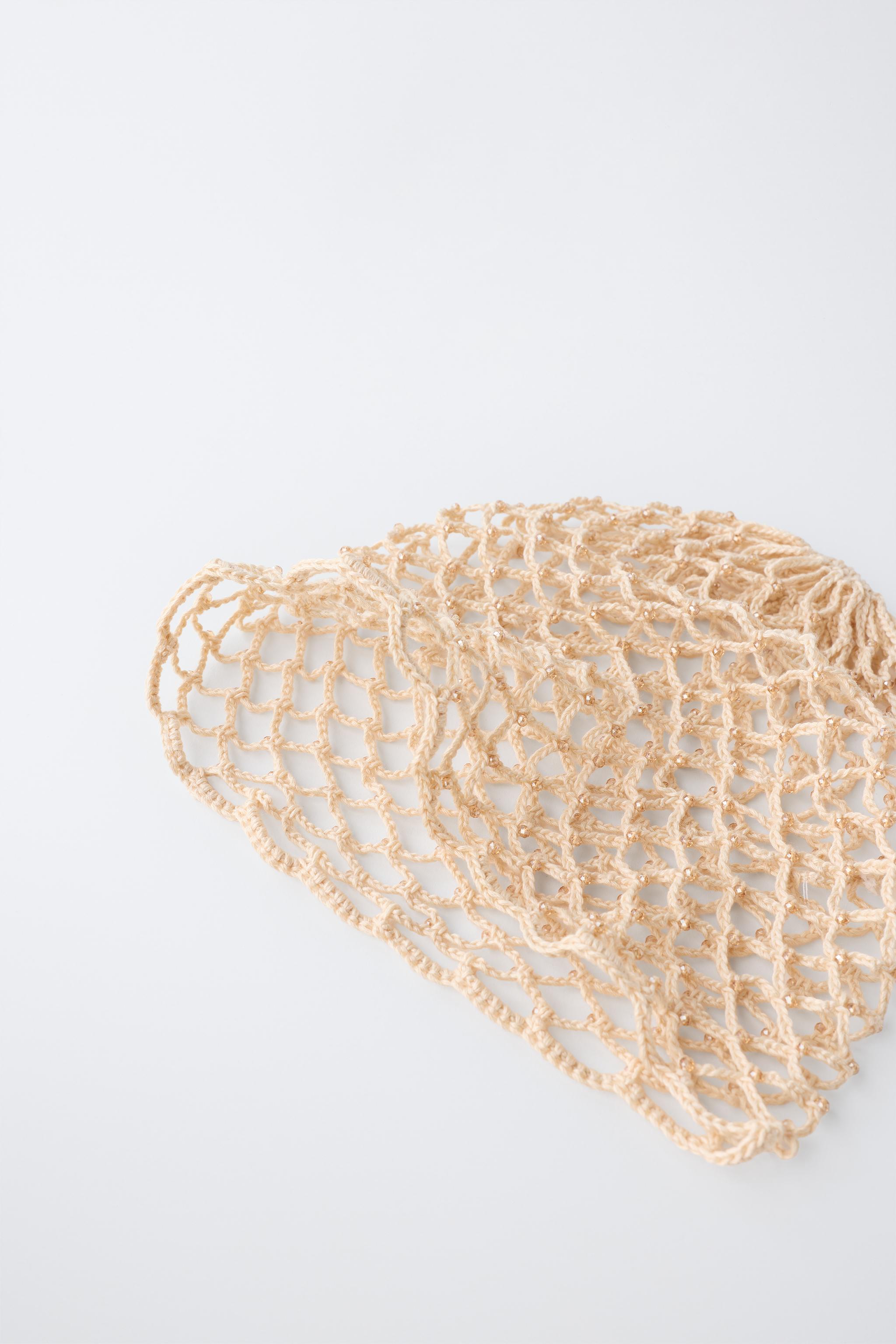 CROCHET KNIT BEADED CAP